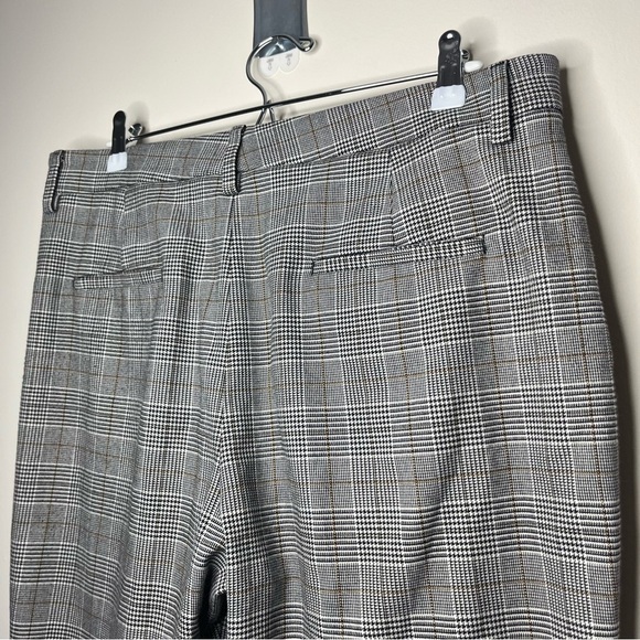 ZARA Preppy Plaid Cuffed Business Casual Cropped Straight Leg Trousers - Picture 8 of 10